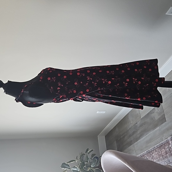 Vintage | Cherry 60s Style 100% Cotton Midi Dress | Womens Medium - Picture 3 of 8